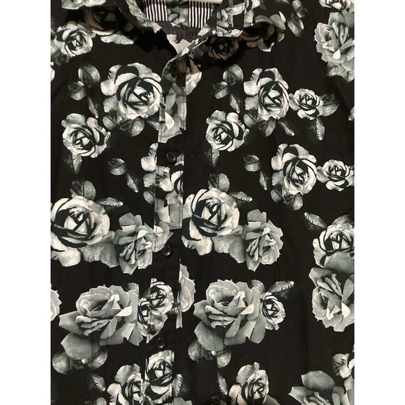 Black White Floral Men's Ricky Singh " Cactus Man" Button Down Shirt : Size XXL - Picture 5 of 8